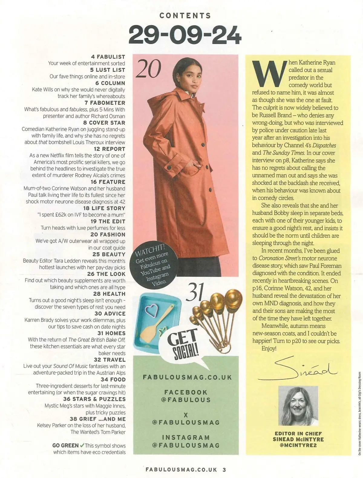 Fabulous Magazine: Katherine Ryan, Richard Osman, Kelsey Parker, Fashion 29.9.24 - image 2 | Free standard UK delivery included | Discount Quality Products