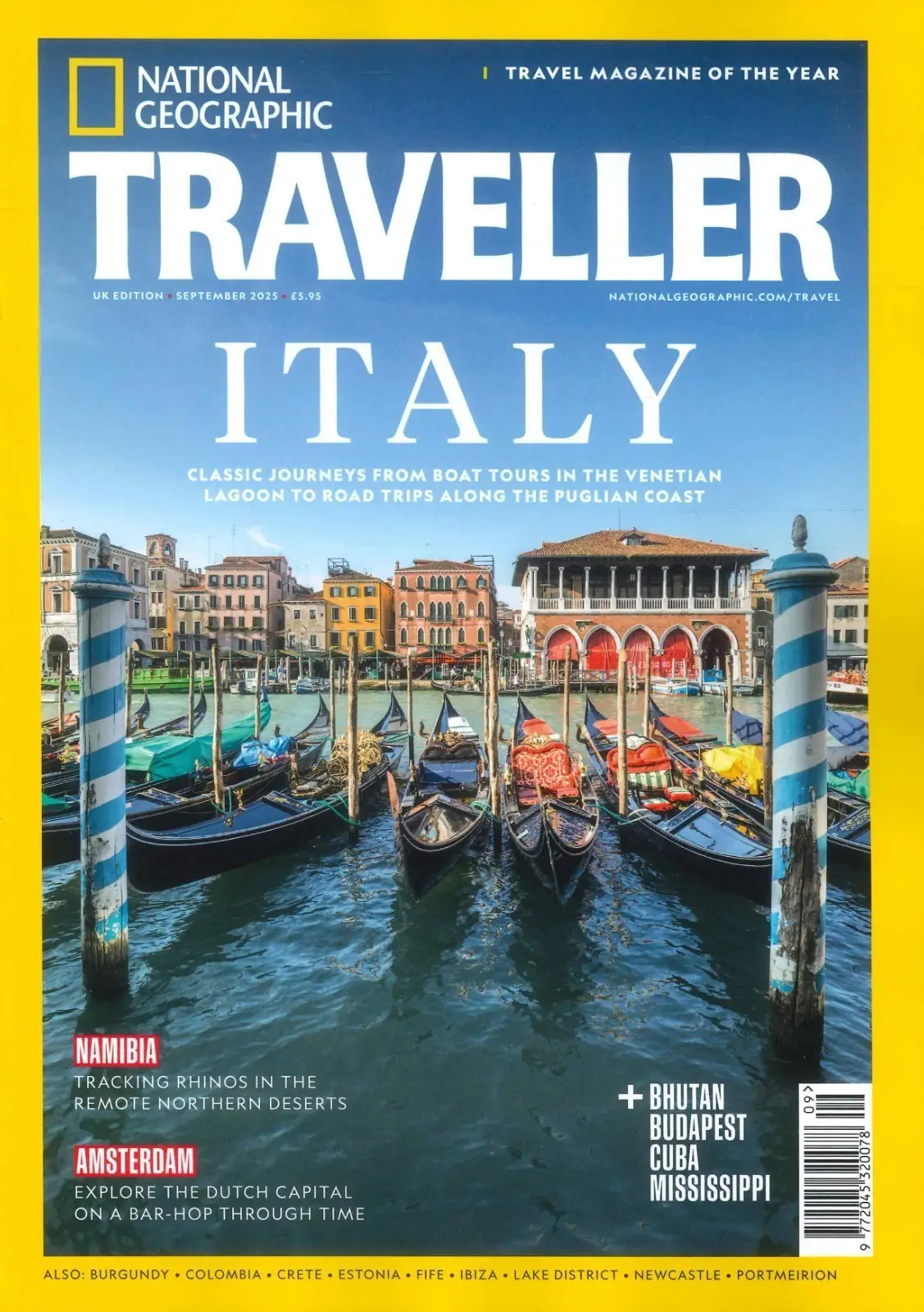 National Geographic Traveller Magazine: Italy, Amsterdam, Namibia, Sept 2025