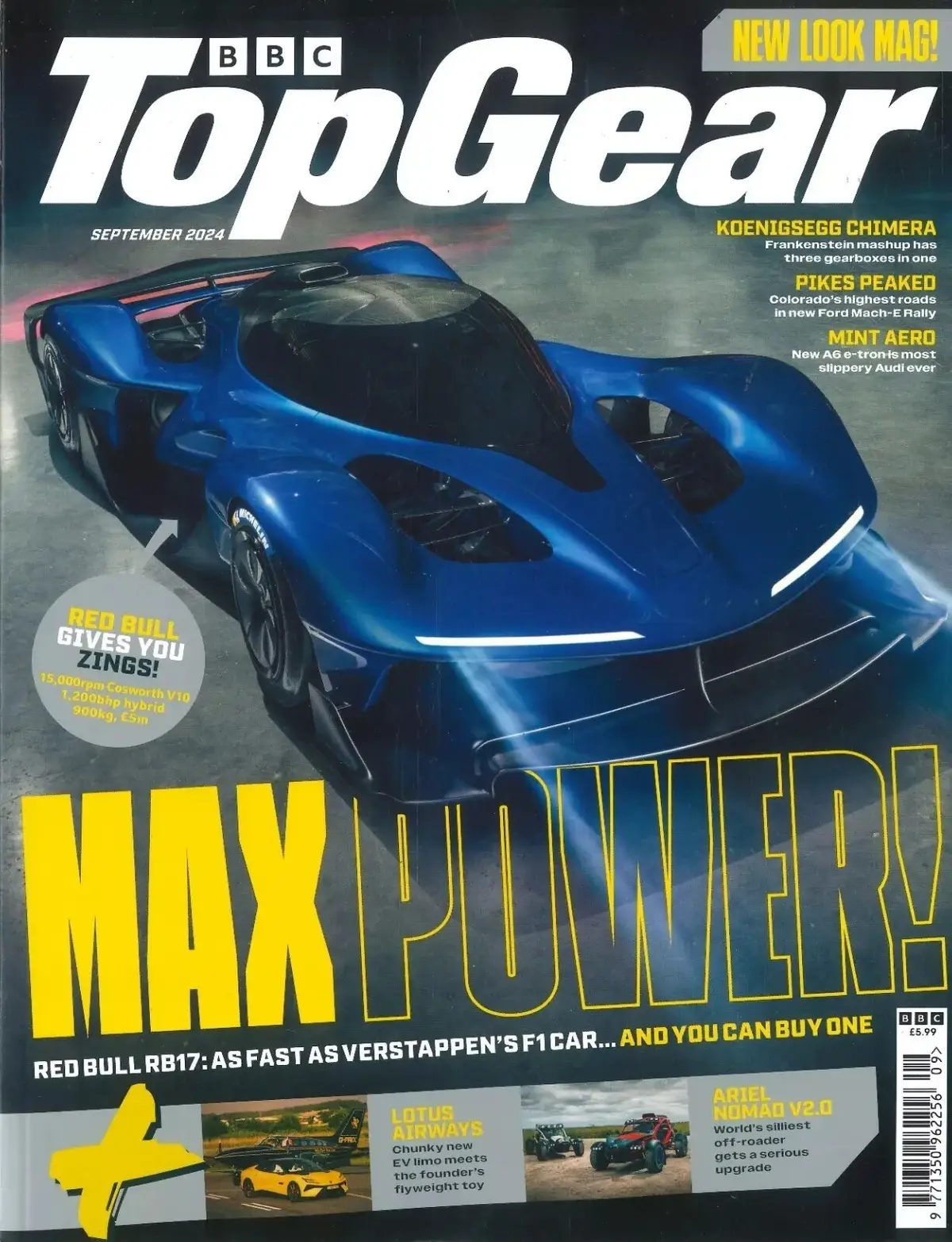 BBC Top Gear Magazine #387, Koenigsegg Chimera, Red Bull RB17, Lotus, Sept 2024
