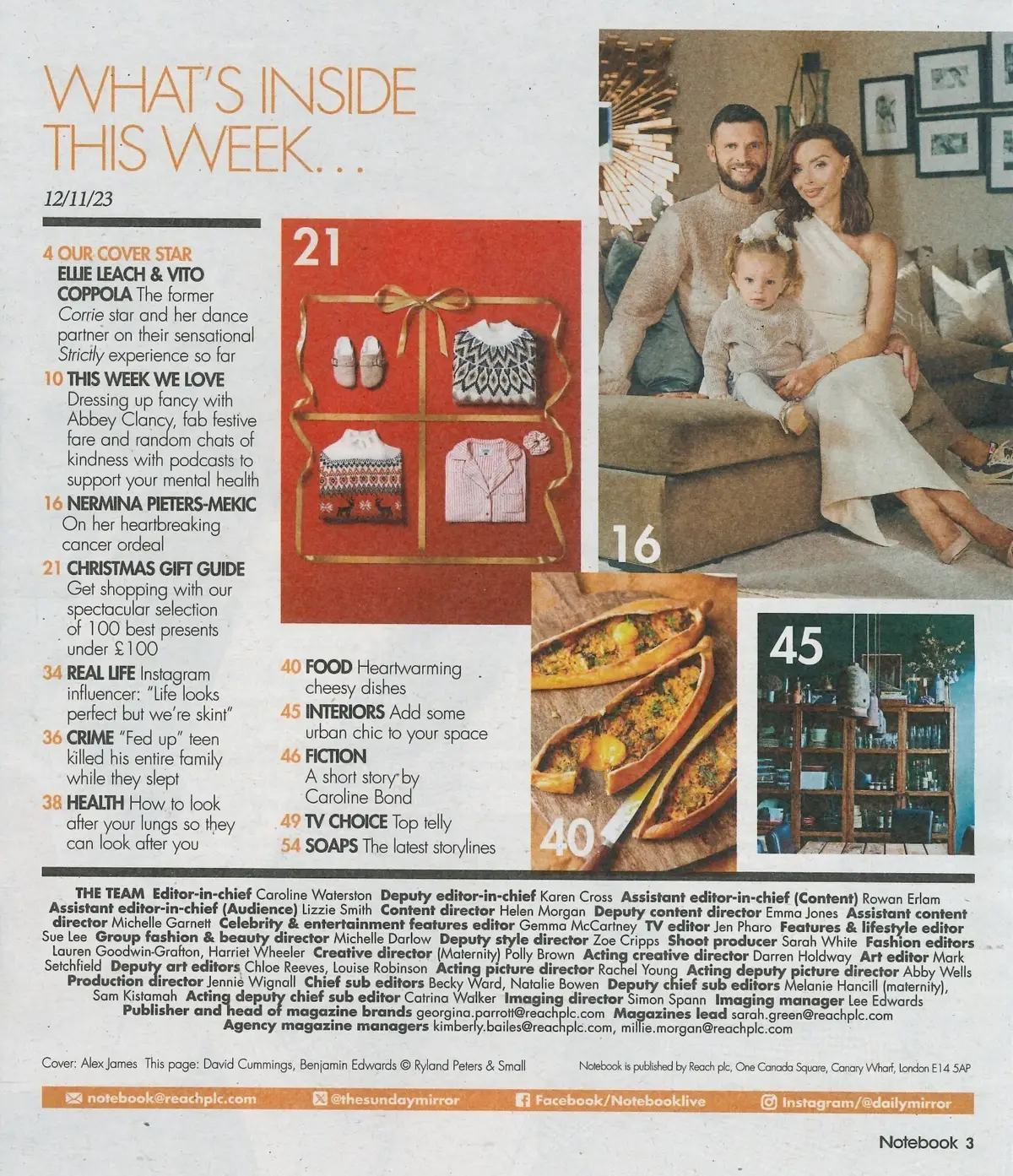 Sunday Mirror Notebook Magazine: Vito Coppola, Ellie Leach, Nermina, 12.11.23 - image 2 | Free standard UK delivery included | Discount Quality Products