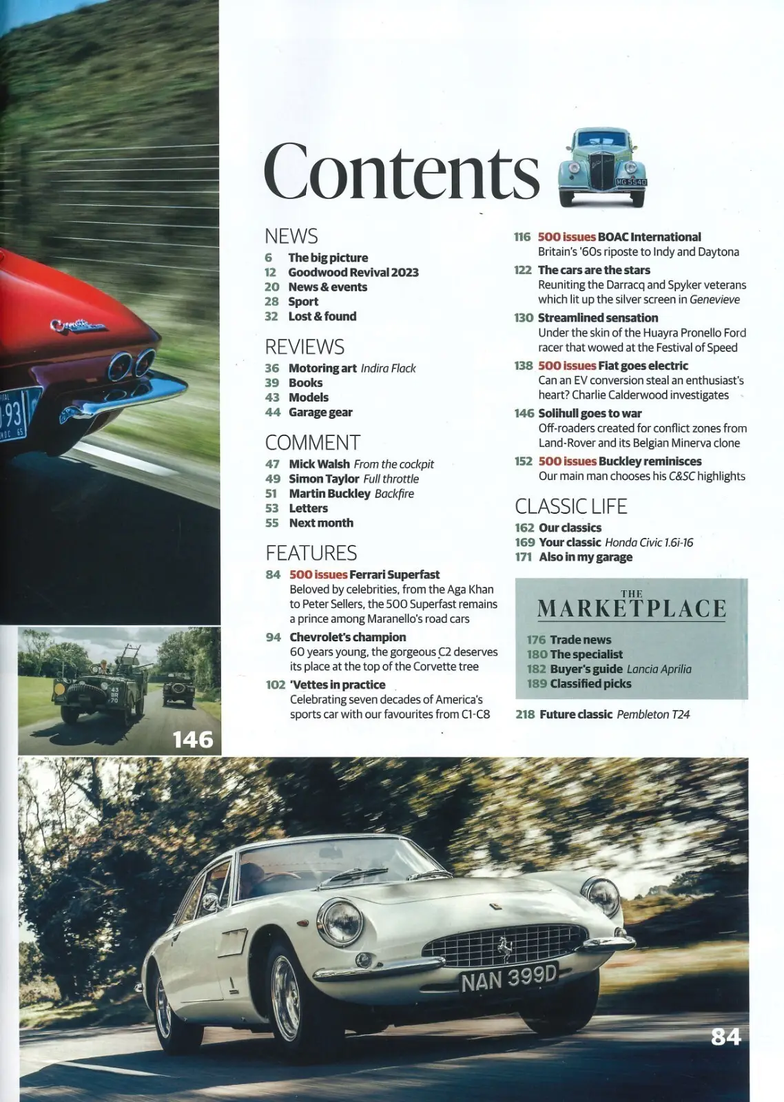 Classic & Sports Car Magazine: Corvette at 70, Ferrari 500, Lancia, Nov 2023 - image 2 | Free standard UK delivery included | Discount Quality Products