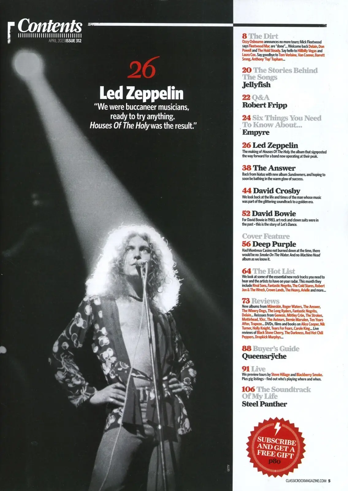 Classic Rock Magazine Deep Purple, David Bowie, Led Zeppelin, Beatles April 2023 - image 2 | Free standard UK delivery included | Discount Quality Products