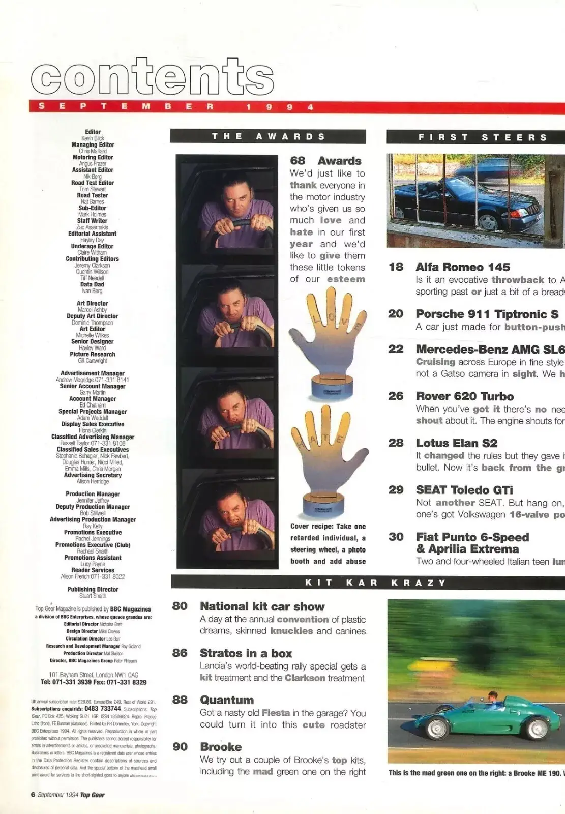BBC Top Gear Magazine: Issue #12, Awards, Mercedes AMG, Alfa Romeo, Sept 1994 - image 2 | Free standard UK delivery included | Discount Quality Products