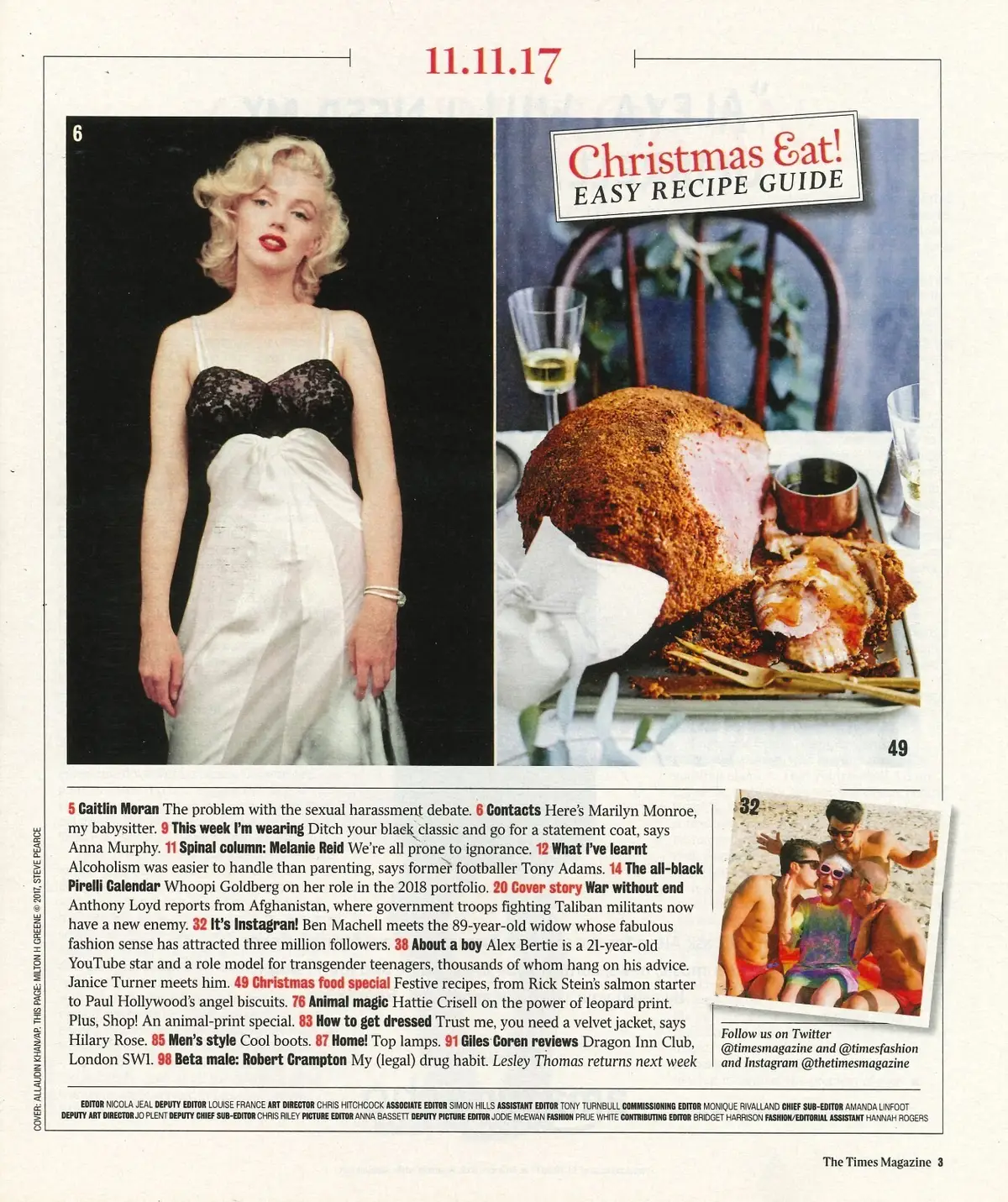 Times Magazine: Taliban, Marilyn Monroe, Tony Adams, Christmas Recipes, 11.11.17 - image 2 | Free standard UK delivery included | Discount Quality Products