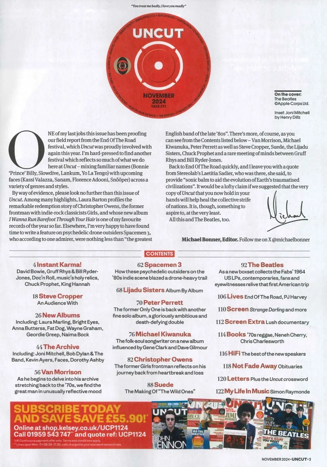Uncut Magazine: Free CD, Beatles, Joni Mitchell, David Bowie, Music, Nov 2024 - image 2 | Free standard UK delivery included | Discount Quality Products