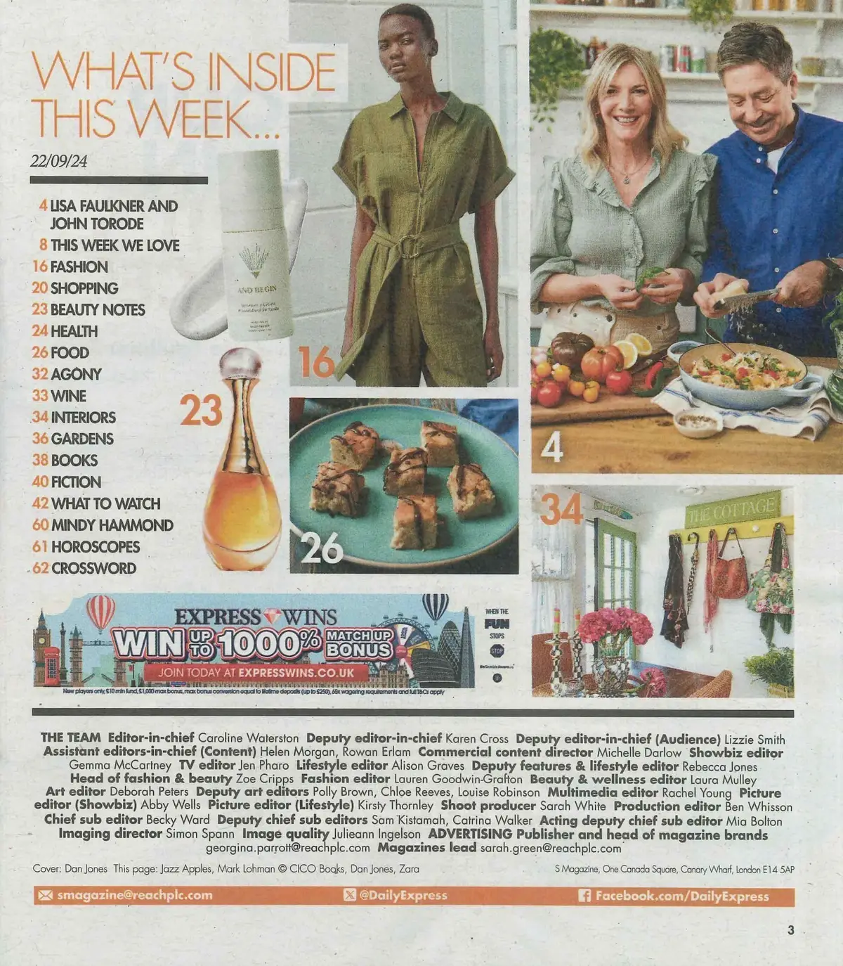 Sunday Express Magazine: John Torode, Lisa Faulkner, Mindy Hammond, 22.9.24 - image 2 | Free standard UK delivery included | Discount Quality Products