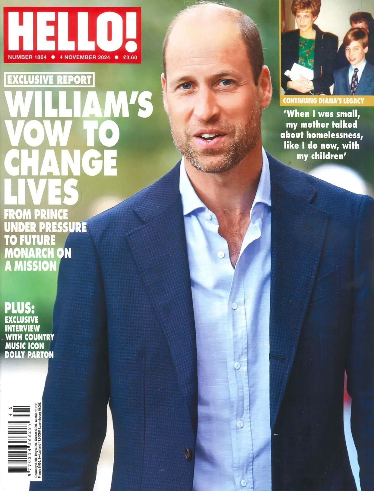 HELLO! Magazine Prince William, Diana, Dolly Parton, Liam Payne, Zendaya 4.11.24