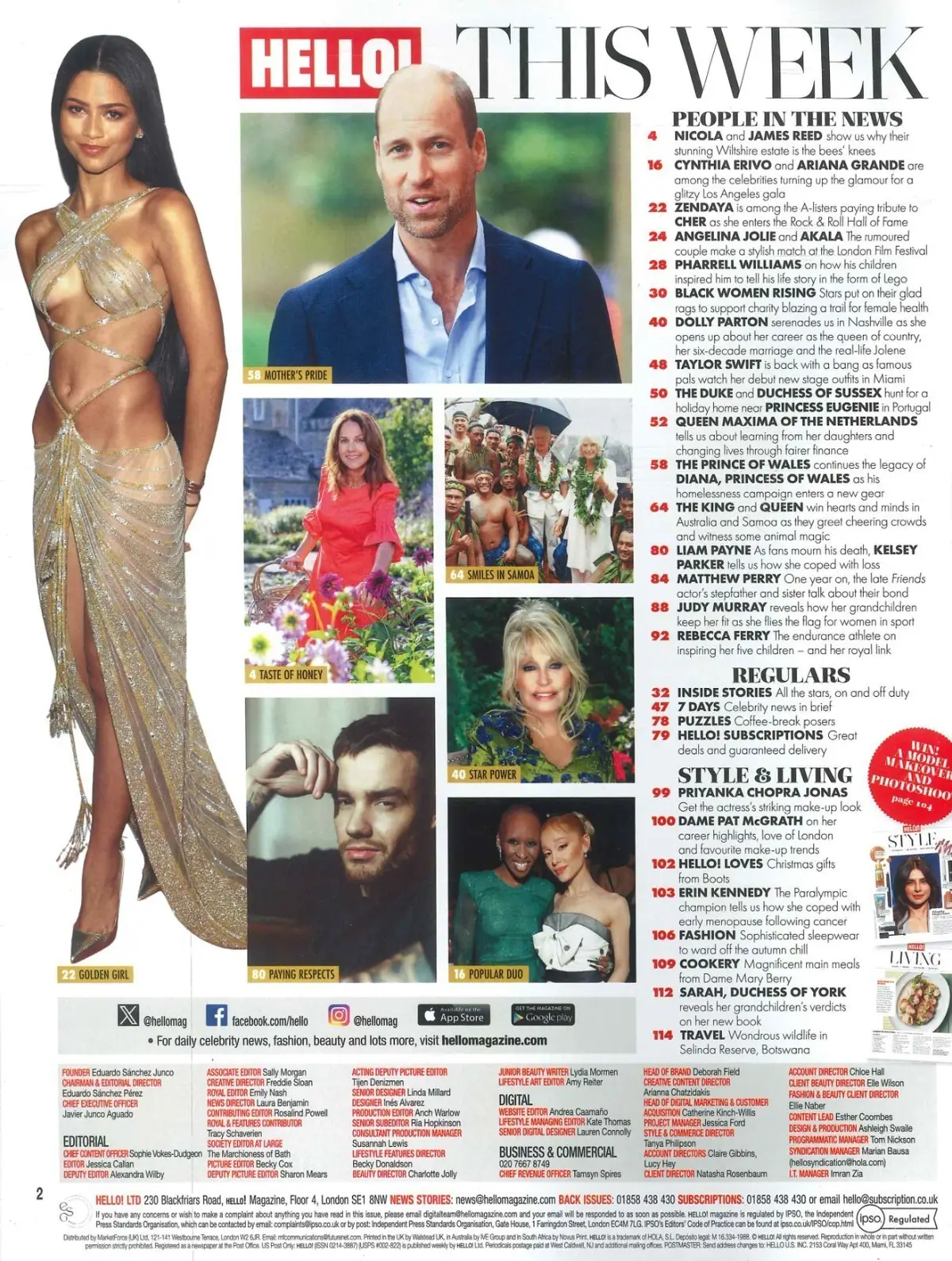 HELLO! Magazine Prince William, Diana, Dolly Parton, Liam Payne, Zendaya 4.11.24 - image 2 | Free standard UK delivery included | Discount Quality Products