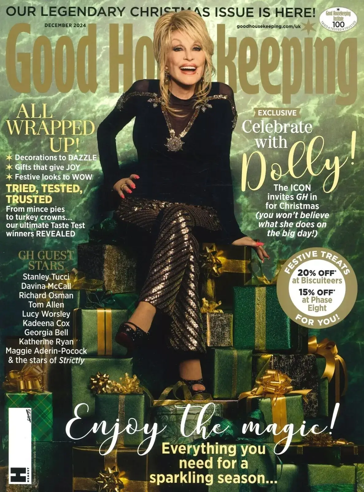 Good Housekeeping Magazine: Dolly Parton, Davina McCall, Christmas, Dec 2024
