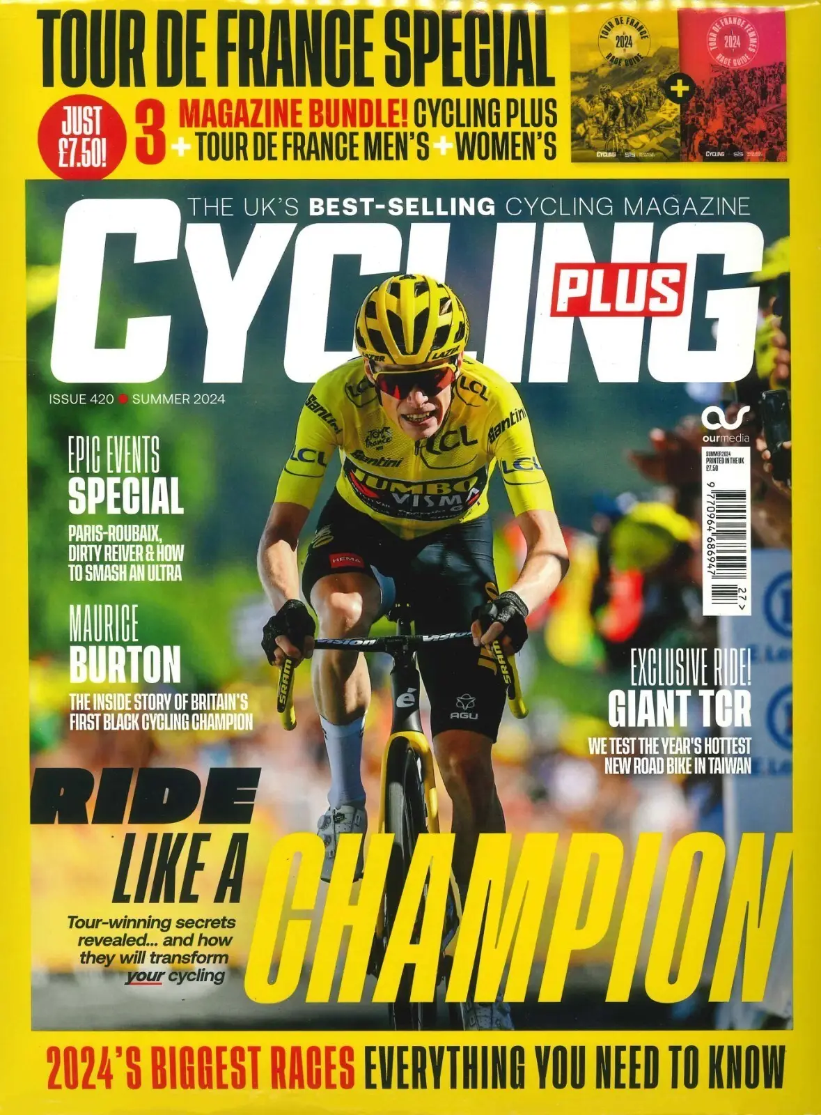 Cycling Plus Magazine #420: Tour de France Special, 2 Bonus Mags, Summer 2024