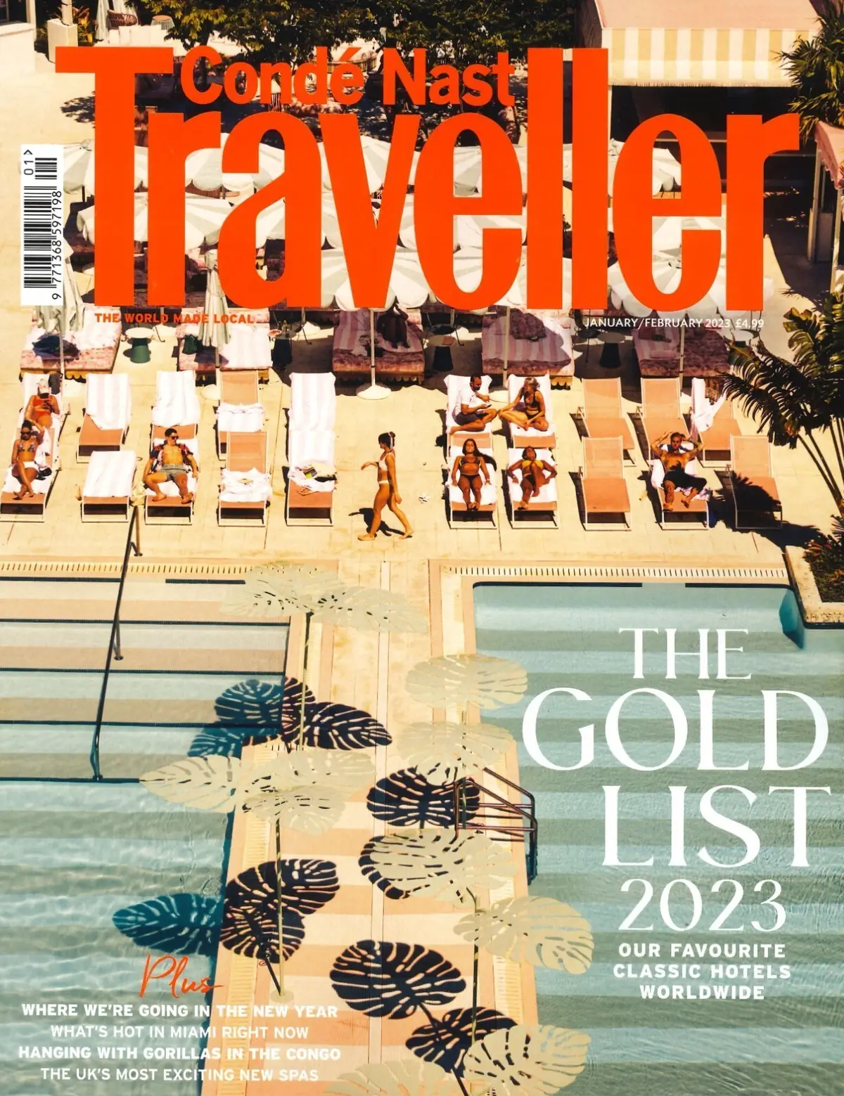 Conde Nast Traveller Magazine, Classic Hotels, Congo, Miami, Spas, Jan/Feb 2023