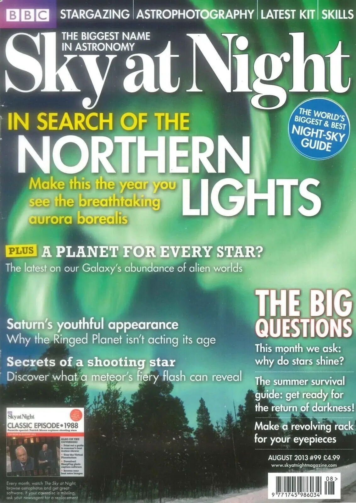 BBC Sky at Night Astronomy Magazine #99, Aurora, Saturn, Exoplanet, August 2013