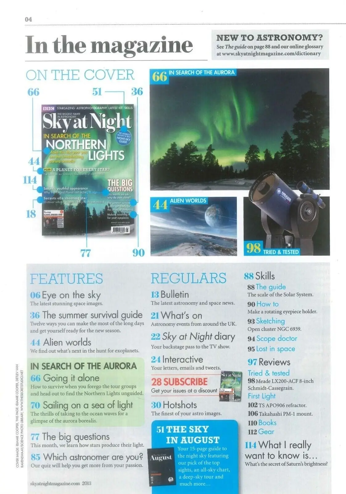 BBC Sky at Night Astronomy Magazine #99, Aurora, Saturn, Exoplanet, August 2013 - image 2 | Free standard UK delivery included | Discount Quality Products