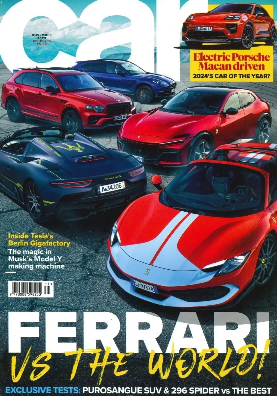 Car Magazine: Ferrari Purosangue, Porsche Macan, Aston Martin, Tesla, Nov 2023