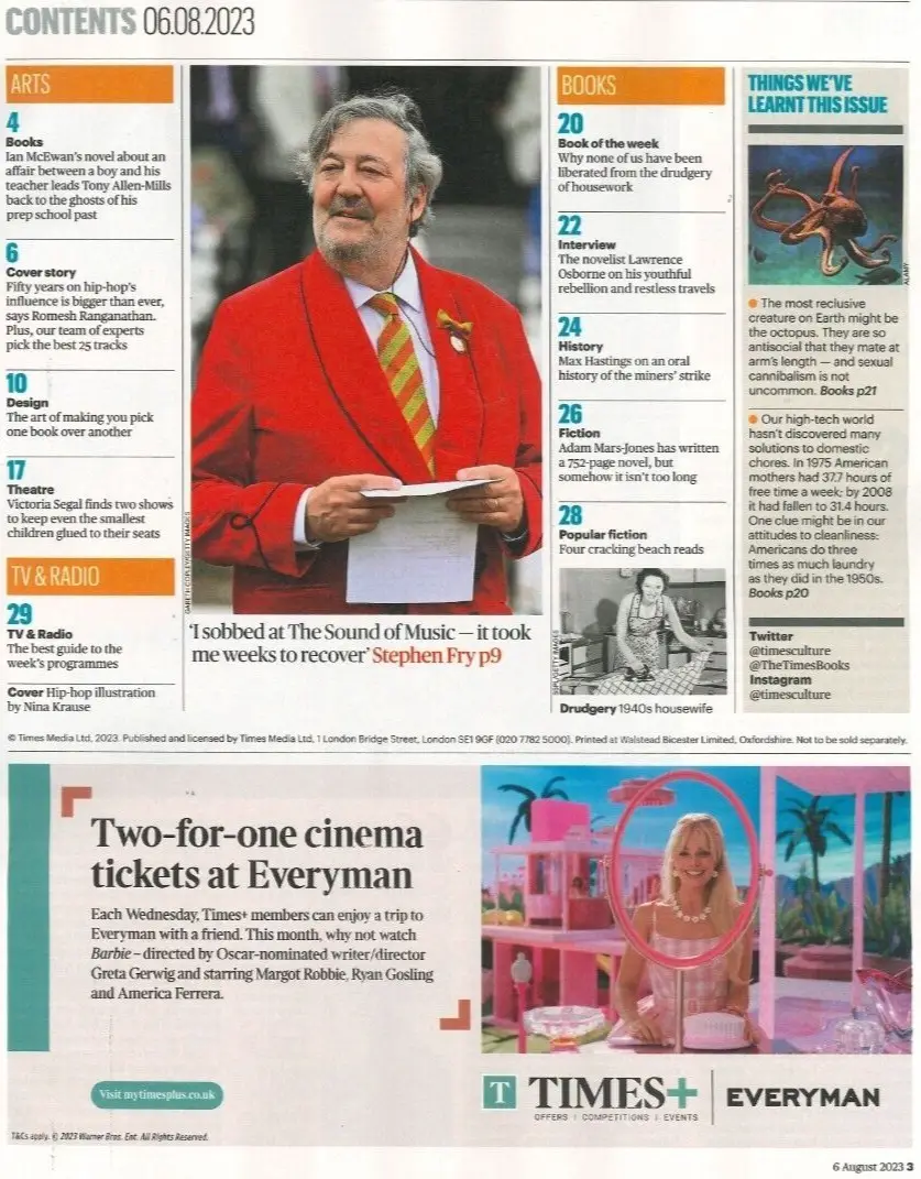 Sunday Times Culture Magazine, Ian McEwan, Romesh R., Victoria Segal, 6.8.23 - image 2 | Free standard UK delivery included | Discount Quality Products