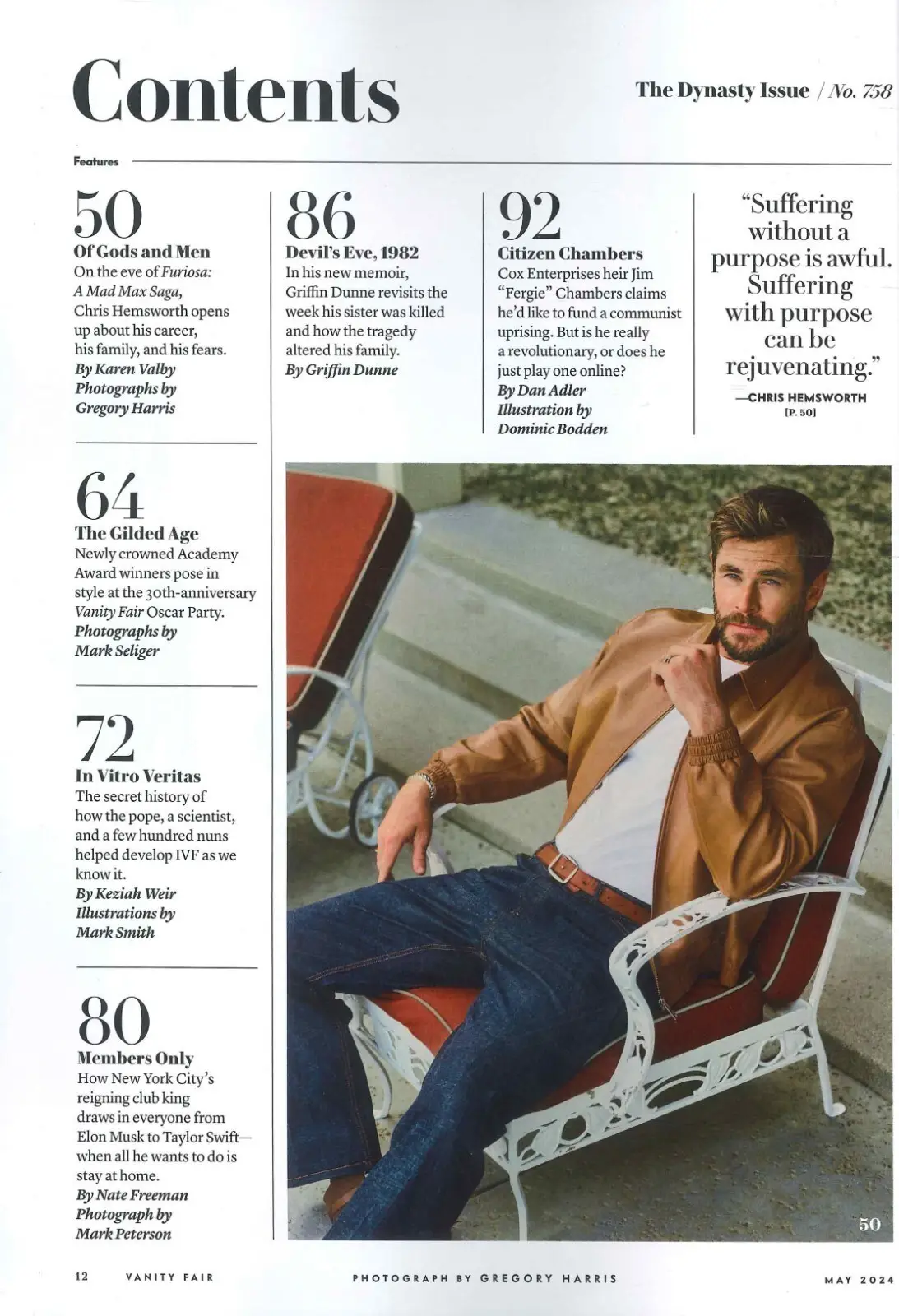 Vanity Fair Magazine Chris Hemsworth, Tyla, Griffin Dunne, Donald Trump May 2024 - image 3 | Free standard UK delivery included | Discount Quality Products