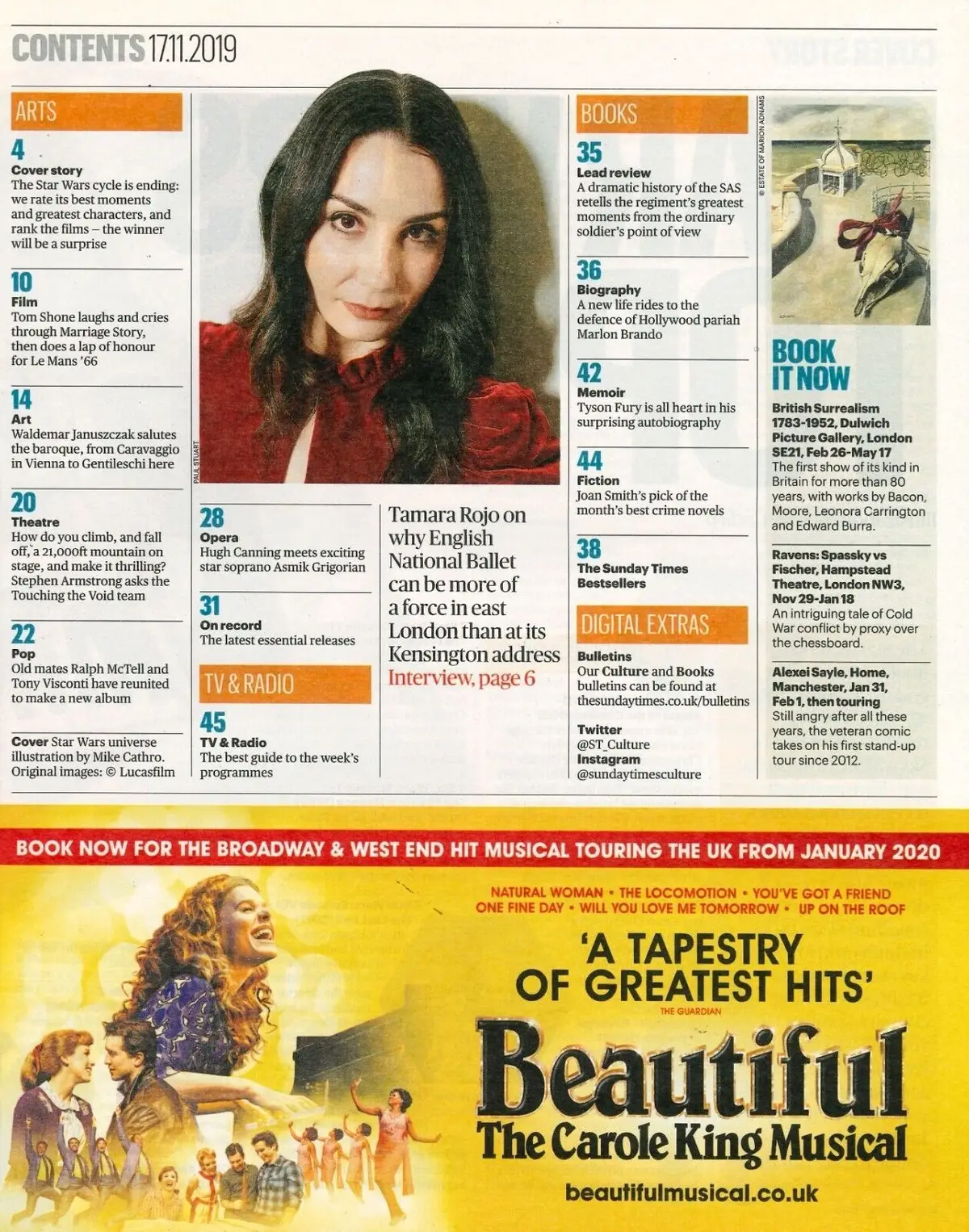 Sunday Times Culture Magazine: Star Wars, Tamara Rojo, Ralph McTell, 17.11.19 - image 2 | Free standard UK delivery included | Discount Quality Products
