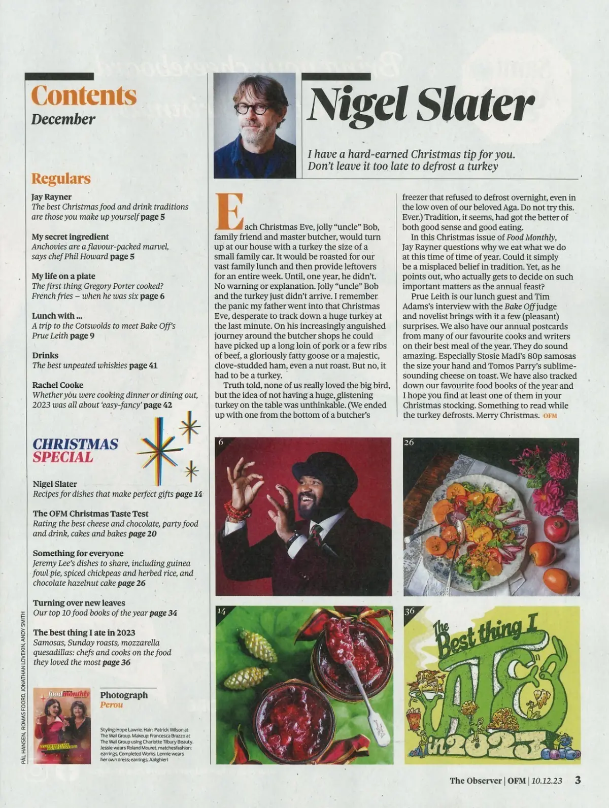 Observer Magazine Food Monthly, Jessie & Lennie Ware, Prue Leith, Xmas, Dec 2023 - image 2 | Free standard UK delivery included | Discount Quality Products