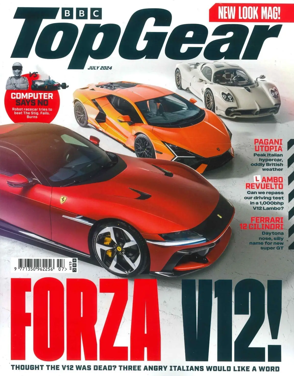 BBC Top Gear Magazine #385, Forza V12, Ferrari 12 Cilindri, Lambo, July 2024