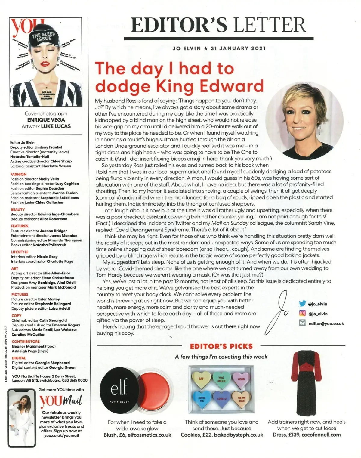 You Magazine: Covid Sleep Problems, Jo Elvin, Fashion, Beauty, Style, 31.1.21 - image 2 | Free standard UK delivery included | Discount Quality Products