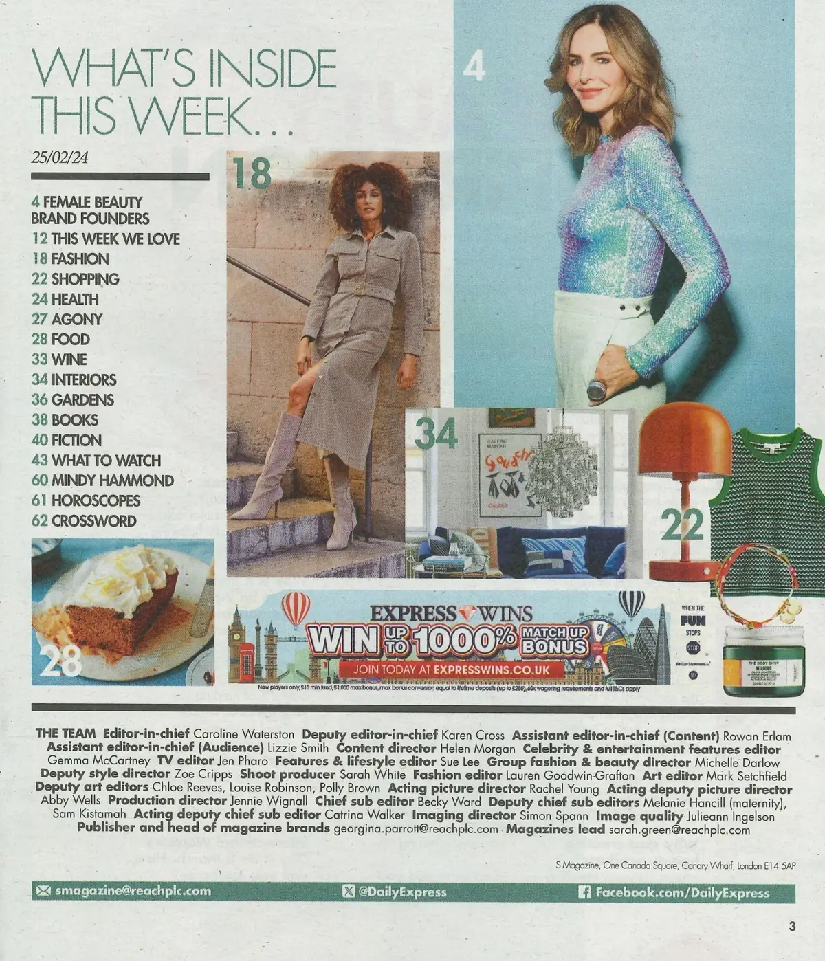 Sunday Express Magazine: Trinny Woodall, Alan Titchmarsh, Mindy Hammond, 25.2.24 - image 2 | Free standard UK delivery included | Discount Quality Products