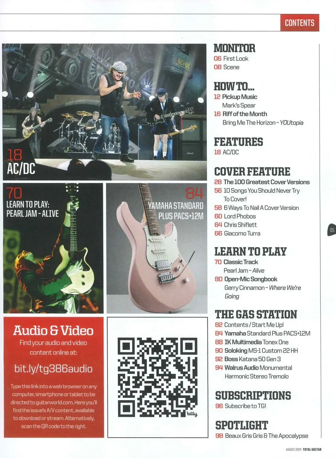 Total Guitar Magazine: 100 Greatest Cover Versions, AC/DC, Pearl Jam, Aug 2024 - image 3 | Free standard UK delivery included | Discount Quality Products