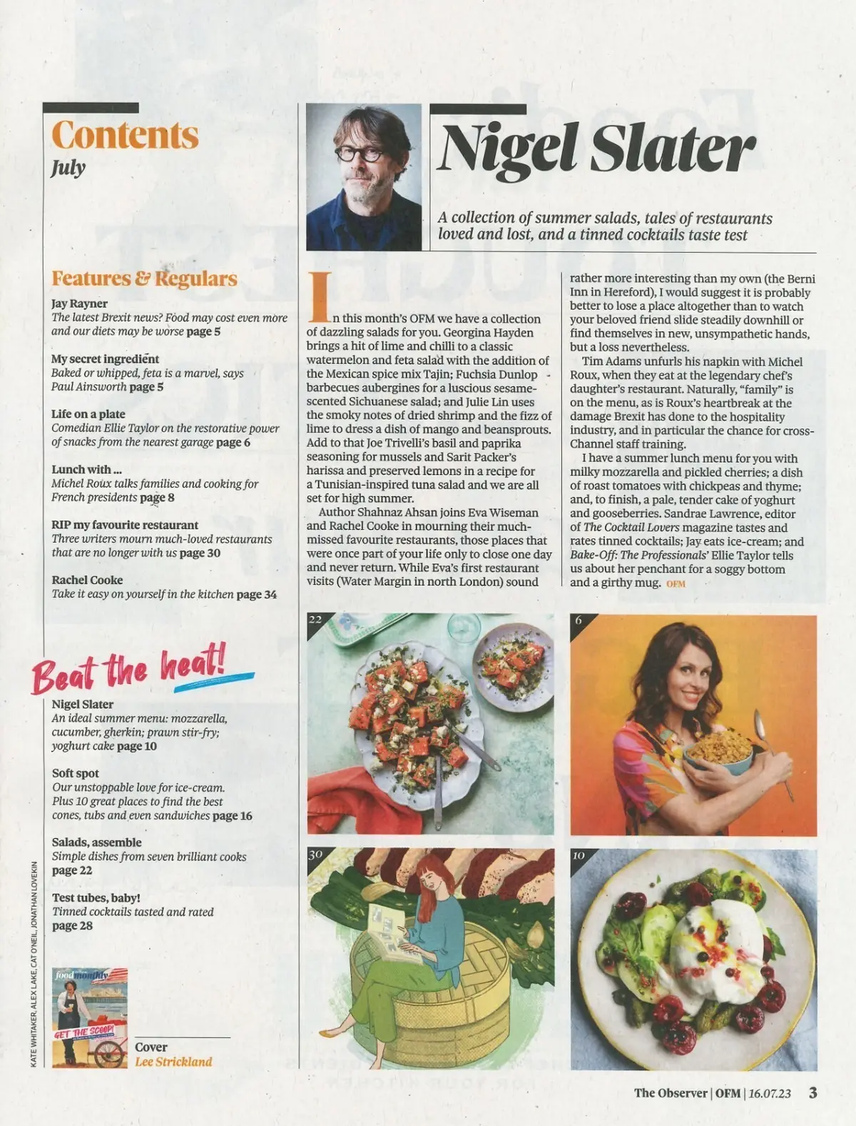 Observer Magazine Food Monthly, Jay Rayner, Ellie Taylor, Recipes, July 2023 - image 2 | Free standard UK delivery included | Discount Quality Products