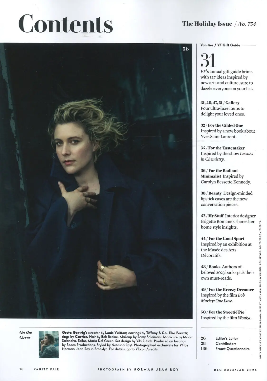 Vanity Fair Magazine: Greta Gerwig, Chris Murphy, Sandra Hüller, Dec/Jan 2024 - image 2 | Free standard UK delivery included | Discount Quality Products