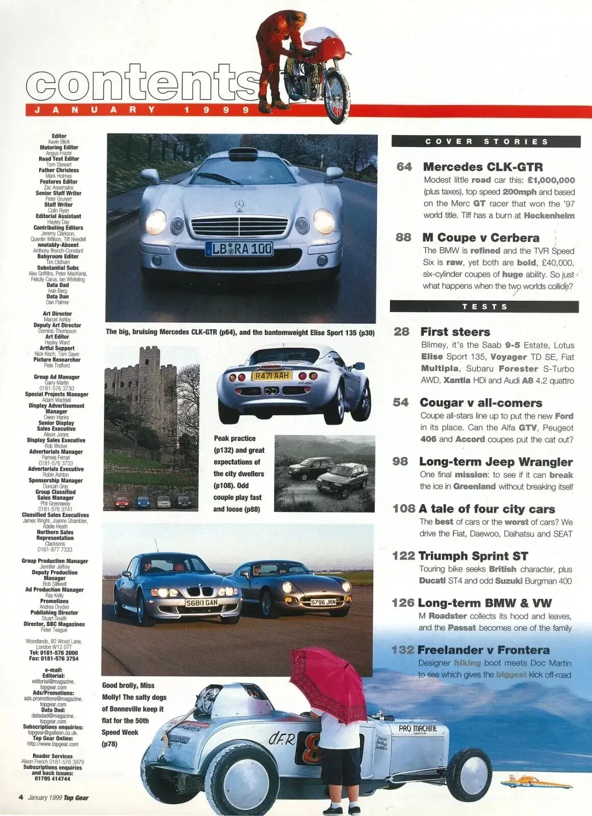 BBC Top Gear Magazine, Issue #64, Mercedes CLK-GTR, Ford Cougar, BMW, Jan 1999 - image 2 | Free standard UK delivery included | Discount Quality Products