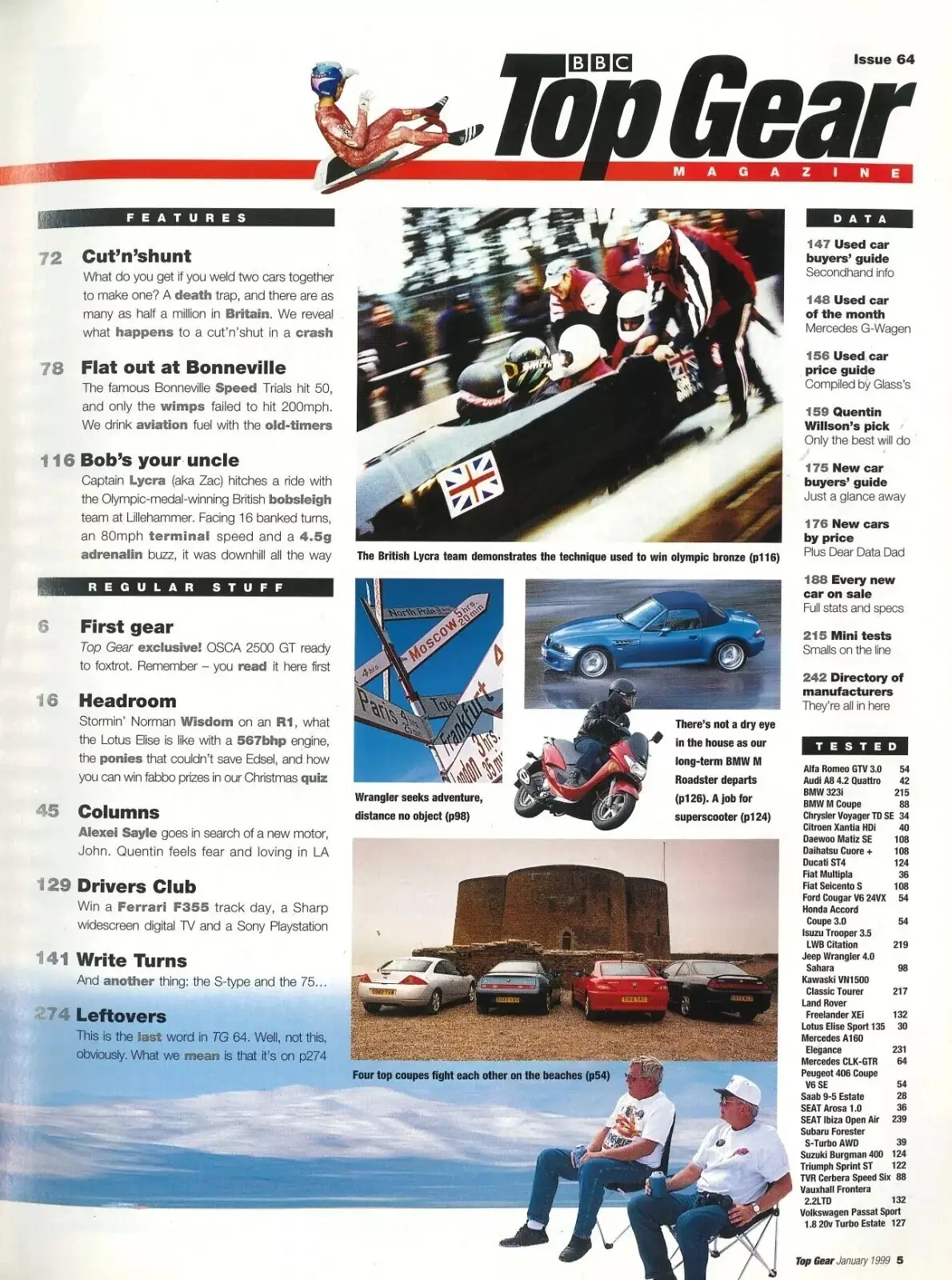 BBC Top Gear Magazine, Issue #64, Mercedes CLK-GTR, Ford Cougar, BMW, Jan 1999 - image 3 | Free standard UK delivery included | Discount Quality Products
