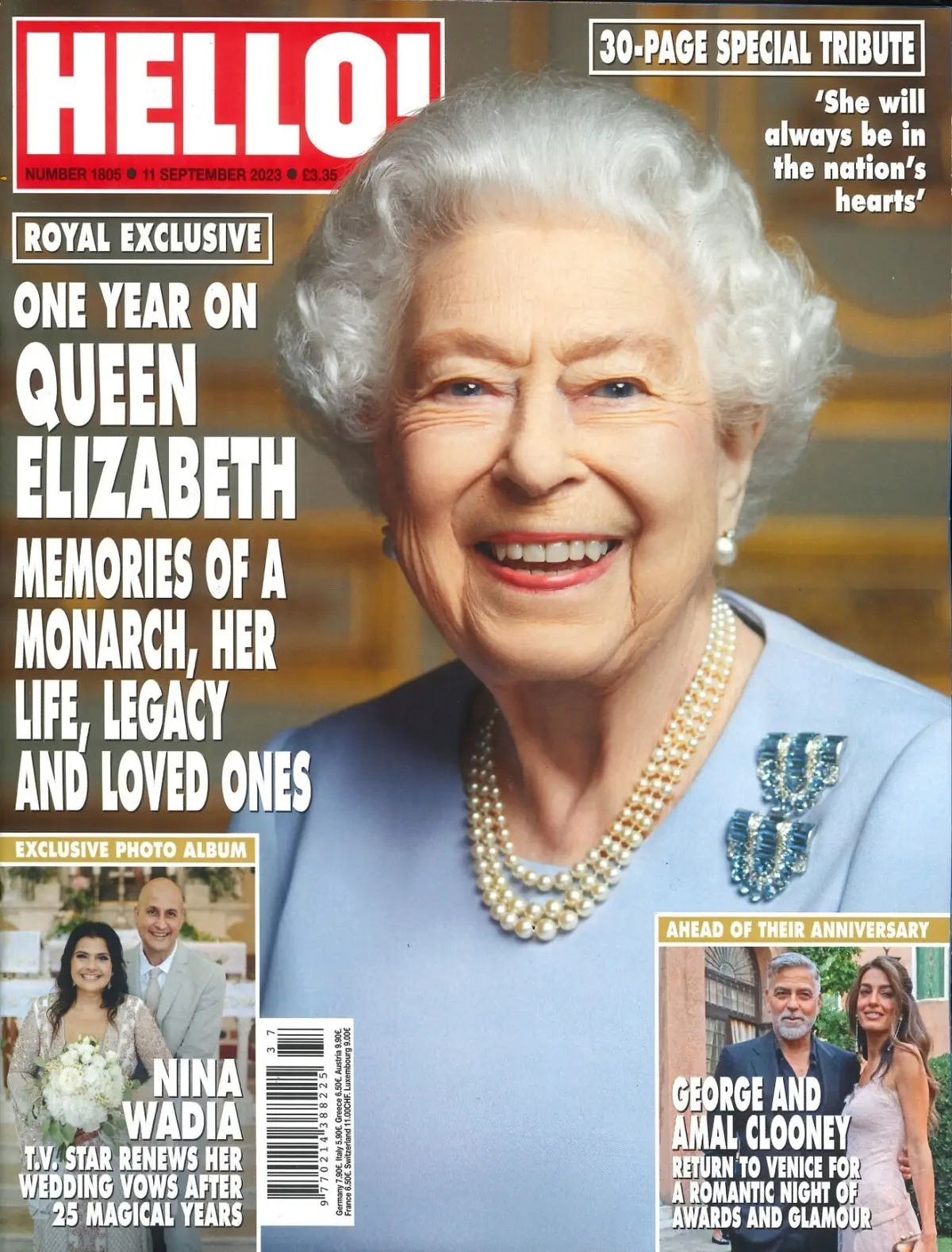 HELLO! Magazine, Queen Elizabeth II 1st Anniversary Royal, Nina Wadia 11.9.23
