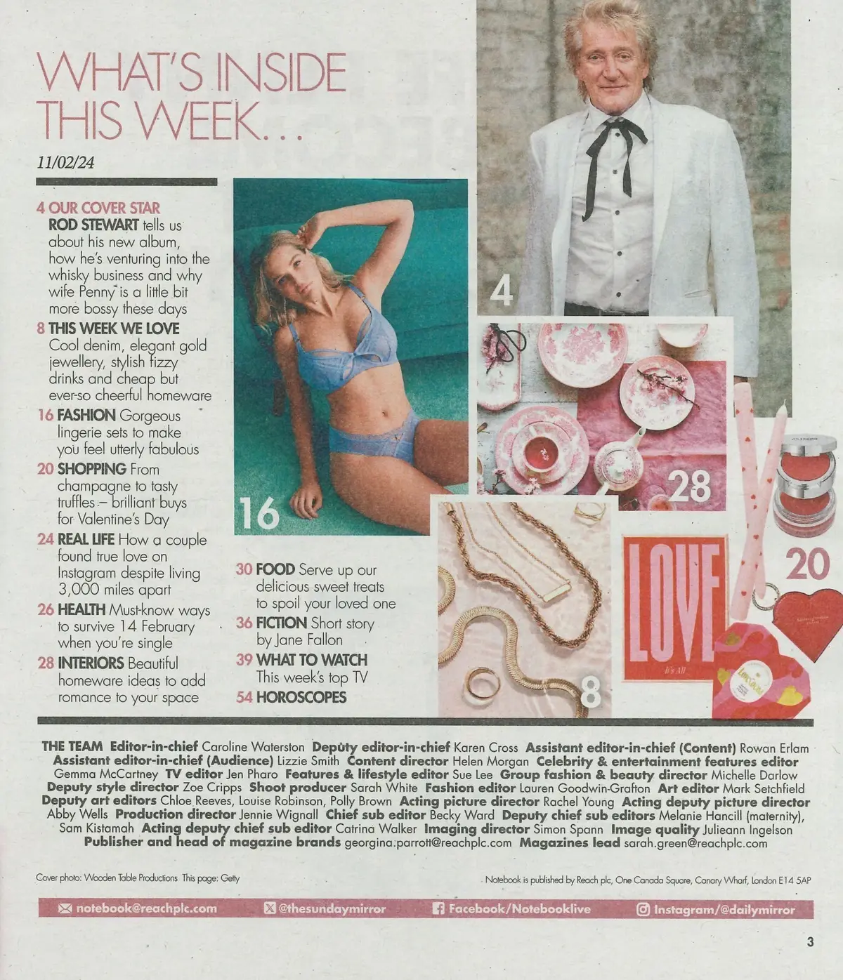Sunday Mirror Notebook Magazine: Valentine's Day, Rod Stewart, Fashion, 11.2.24 - image 2 | Free standard UK delivery included | Discount Quality Products