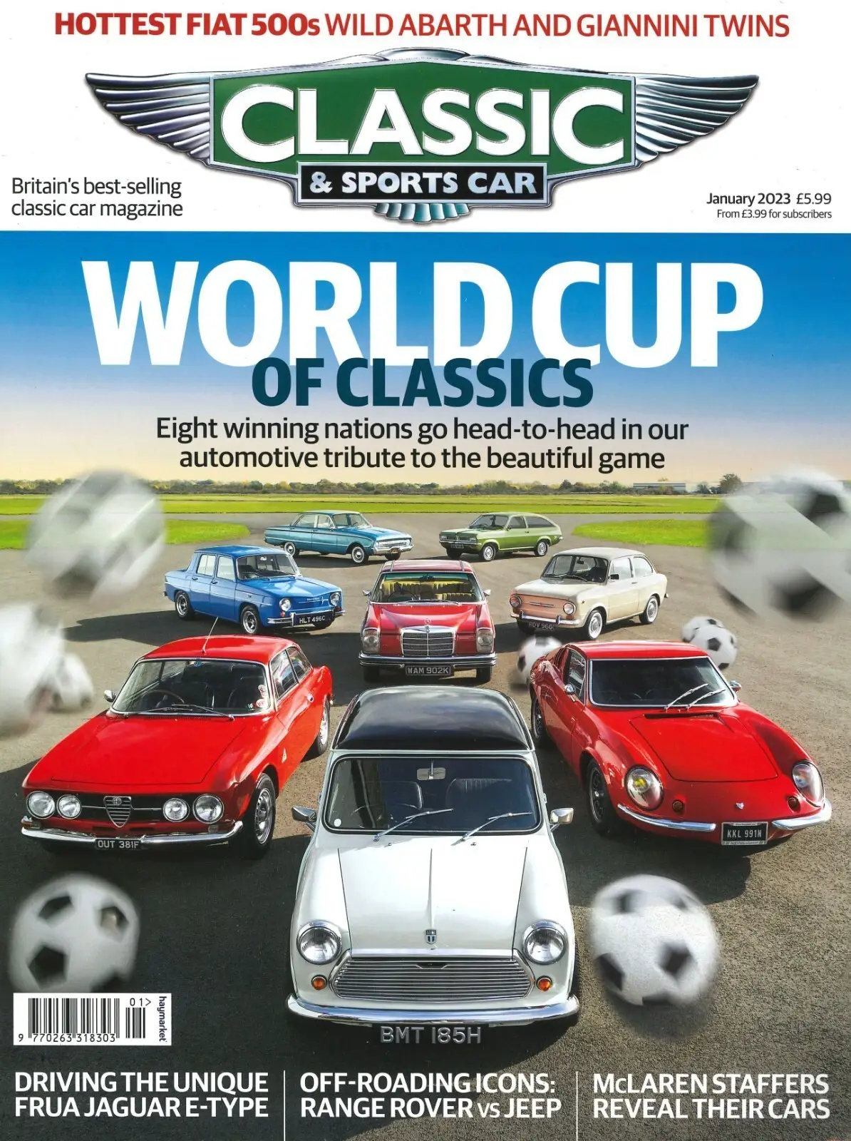 Classic &amp; Sports Car Magazine, World Cup, Jaguar E-Type, McLaren, January 2023