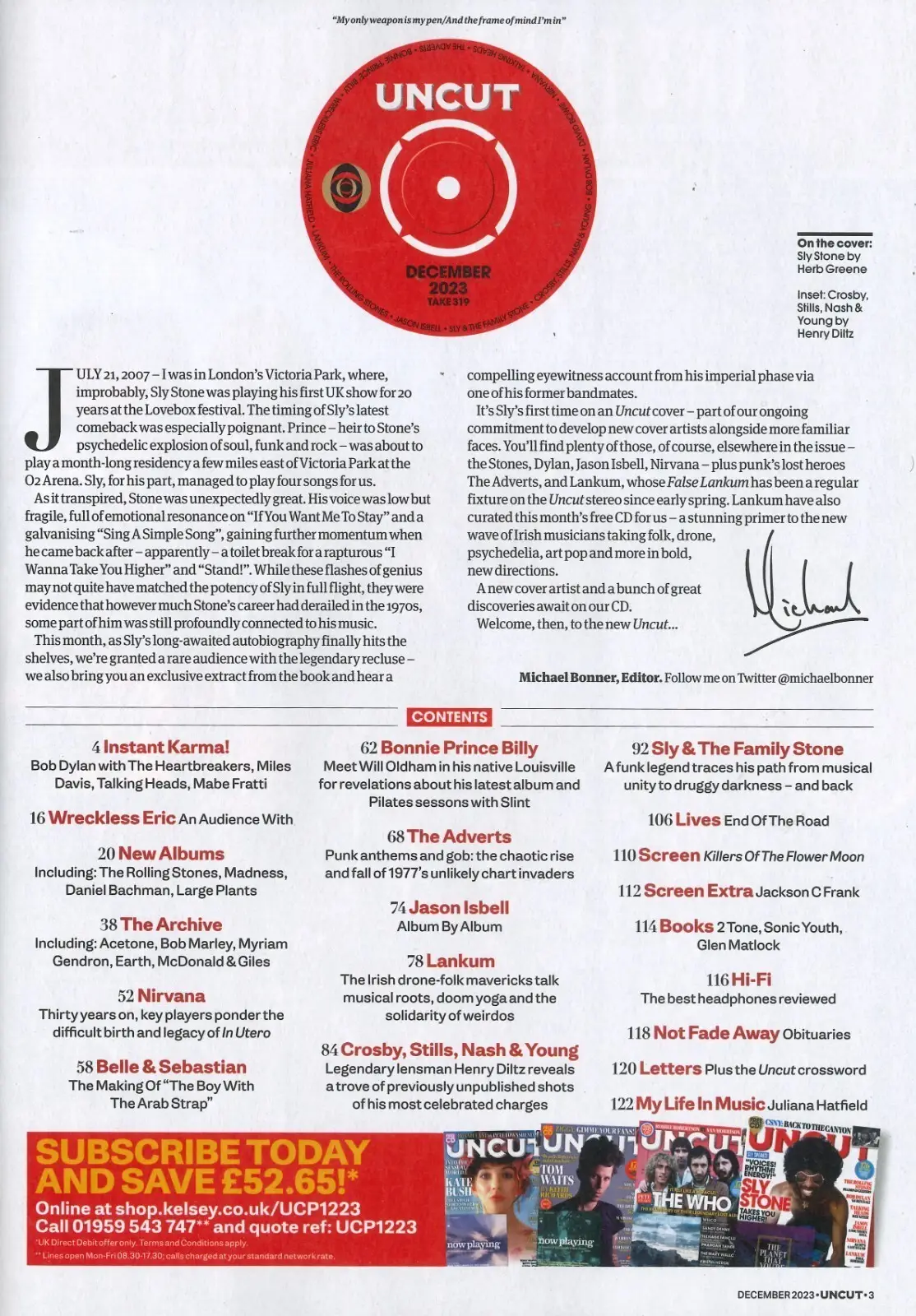 Uncut Magazine: Free CD, Sly Stone, CSNY, Rolling Stones, Bob Dylan, Dec 2023 - image 2 | Free standard UK delivery included | Discount Quality Products