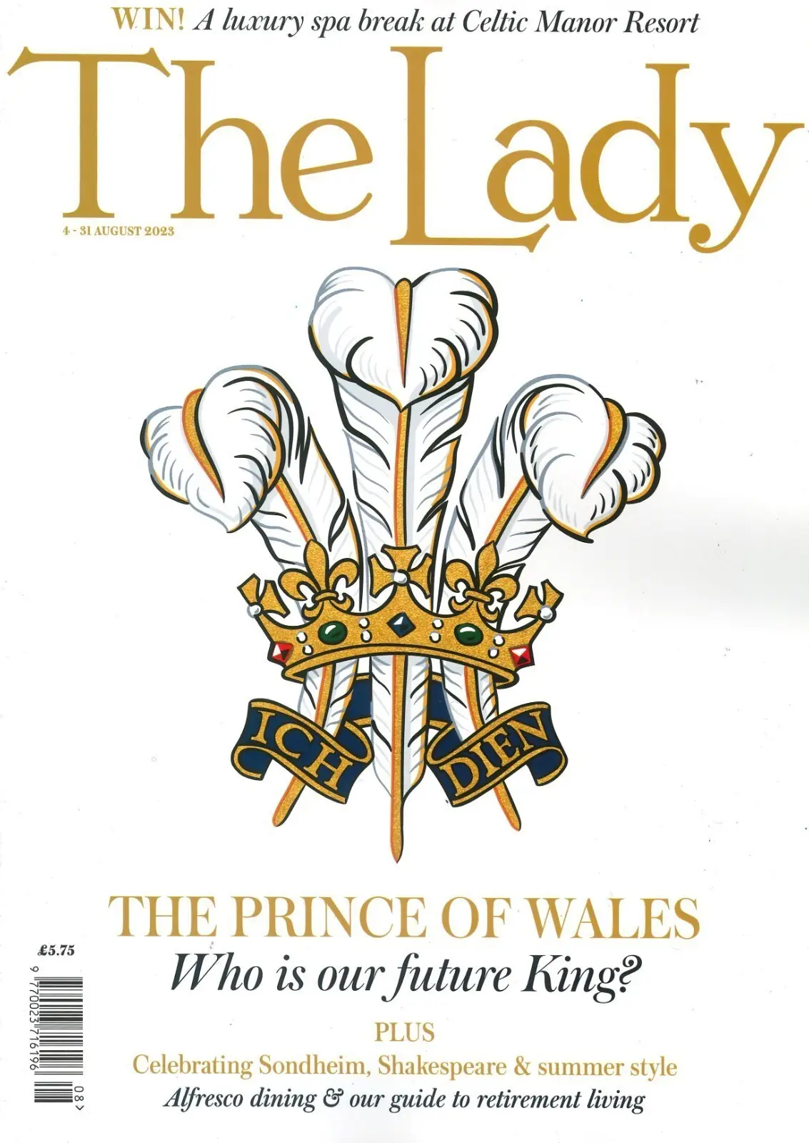 Lady Magazine: William Prince of Wales Future King? Royalty, Sondheim, Aug 2023