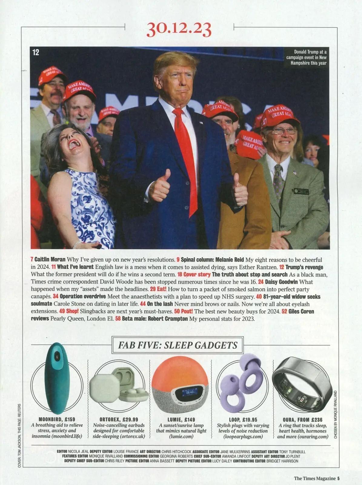 Times Magazine: David Woode, Donald Trump, Daisy Goodwin, E. Rantzen, 30.12.23 - image 2 | Free standard UK delivery included | Discount Quality Products