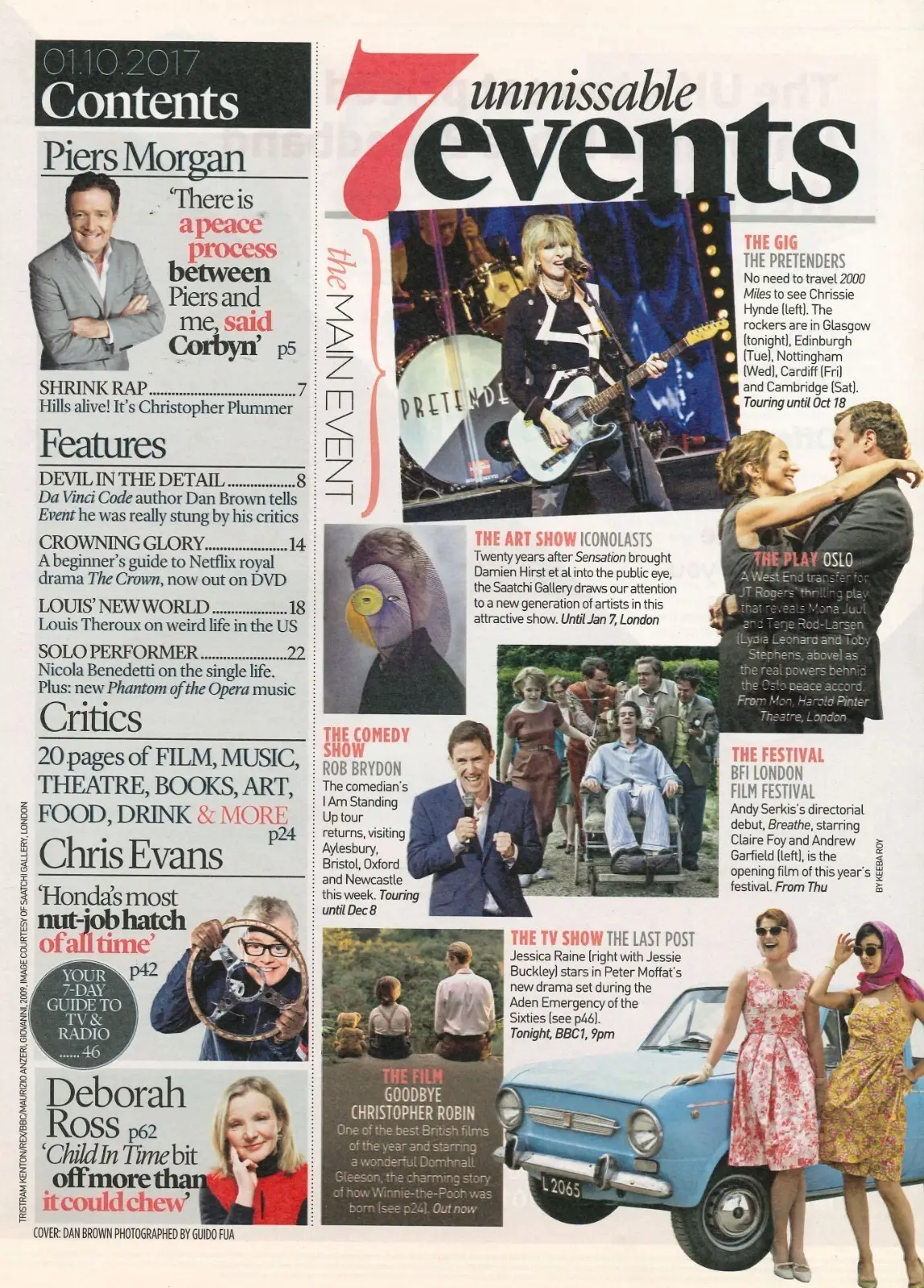 Event Magazine, Dan Brown, The Crown, Nicola Benedetti, Piers Morgan, 1.10.17 - image 2 | Free standard UK delivery included | Discount Quality Products