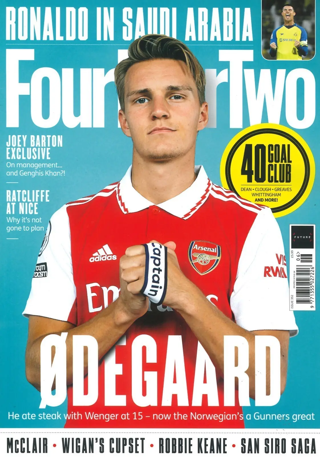 FourFourTwo Magazine, Football Soccer, Odegaard, Ronaldo, Joey Barton, June 2023