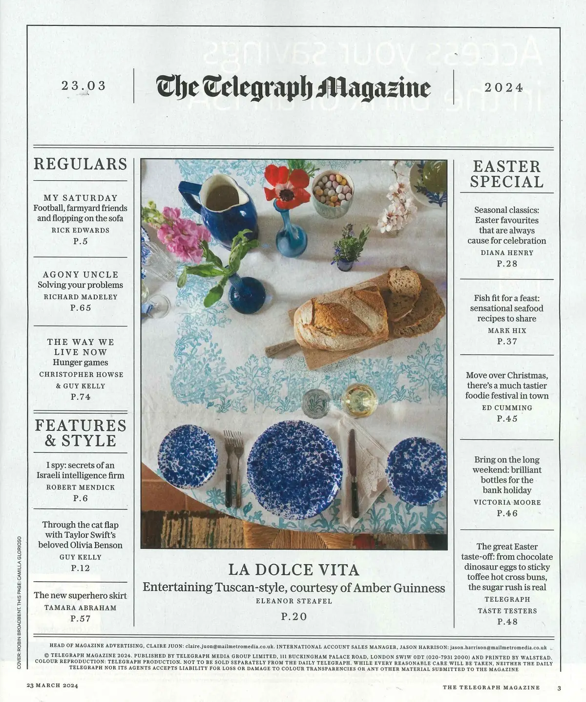 Telegraph Magazine: Easter Egg, Rick Edwards, Taylor Swift, R. Madeley, 23.3.24 - image 2 | Free standard UK delivery included | Discount Quality Products