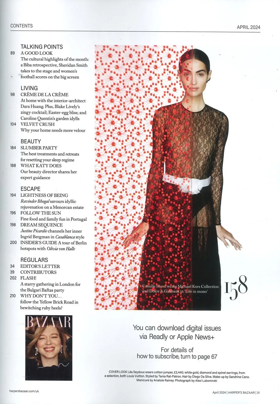Harper's Bazaar Magazine: Léa Seydoux, Prince Andrew, Sheridan Smith, April 2024 - image 3 | Free standard UK delivery included | Discount Quality Products