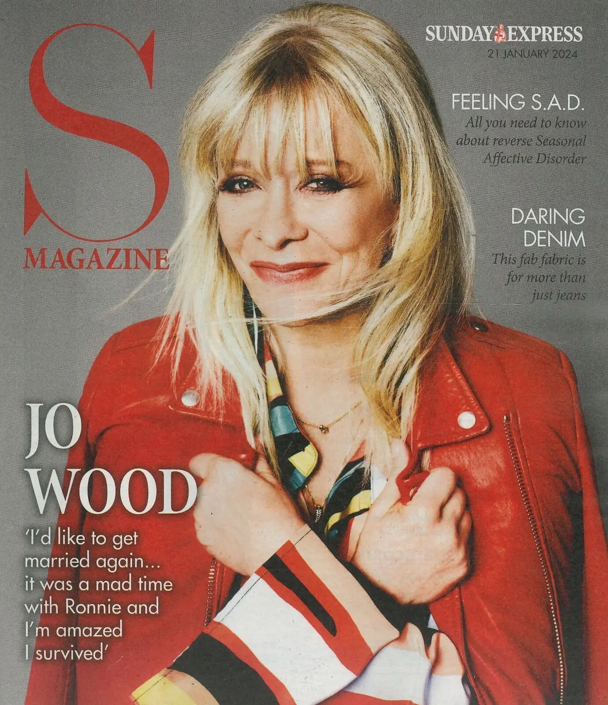 Sunday Express Magazine Jo Wood, Mindy Hammond, Alan Titchmarsh, Fashion 21.1.24