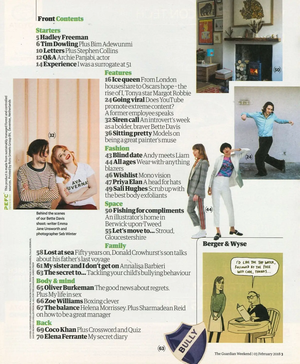 Guardian Weekend Magazine: Margot Robbie, Archie Panjabi, Stephen Collins 3.2.18 - image 2 | Free standard UK delivery included | Discount Quality Products