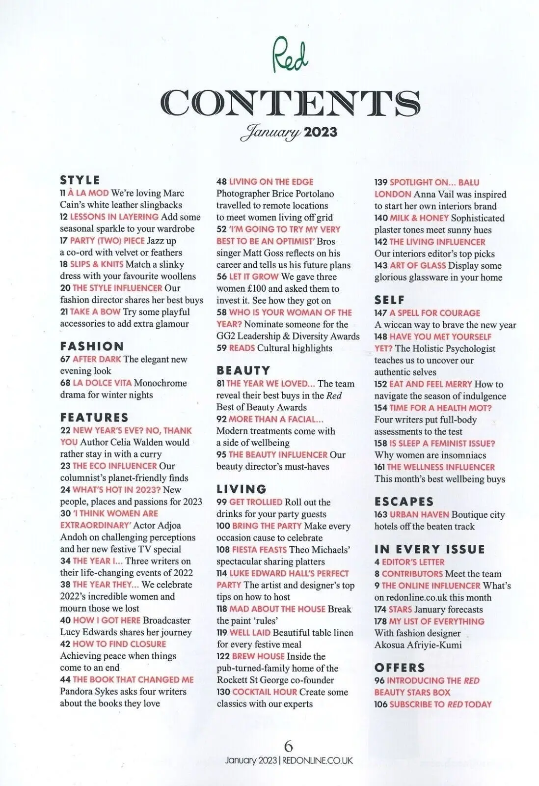 Red Magazine, Adjoa Andoh, Matt Goss, Celia Walden, Lucy Edwards, January 2023 - image 2 | Free standard UK delivery included | Discount Quality Products