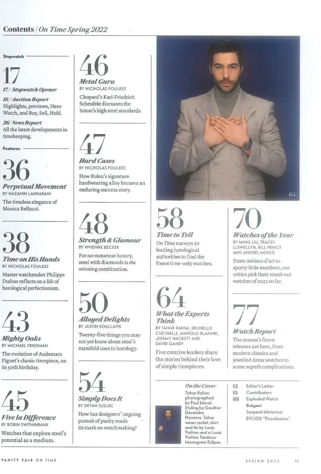 Vanity Fair On Time Magazine, Tahar Rahim, Monica Bellucci, Watches, Spring 2022 - image 2 | Free standard UK delivery included | Discount Quality Products
