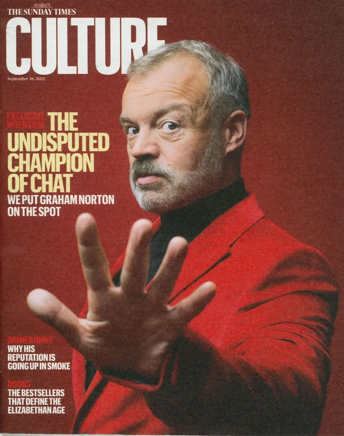 Sunday Times Culture Magazine: Graham Norton, Damien Hirst, Churchill 18.9.22 - Free standard UK delivery included | Discount Quality Products