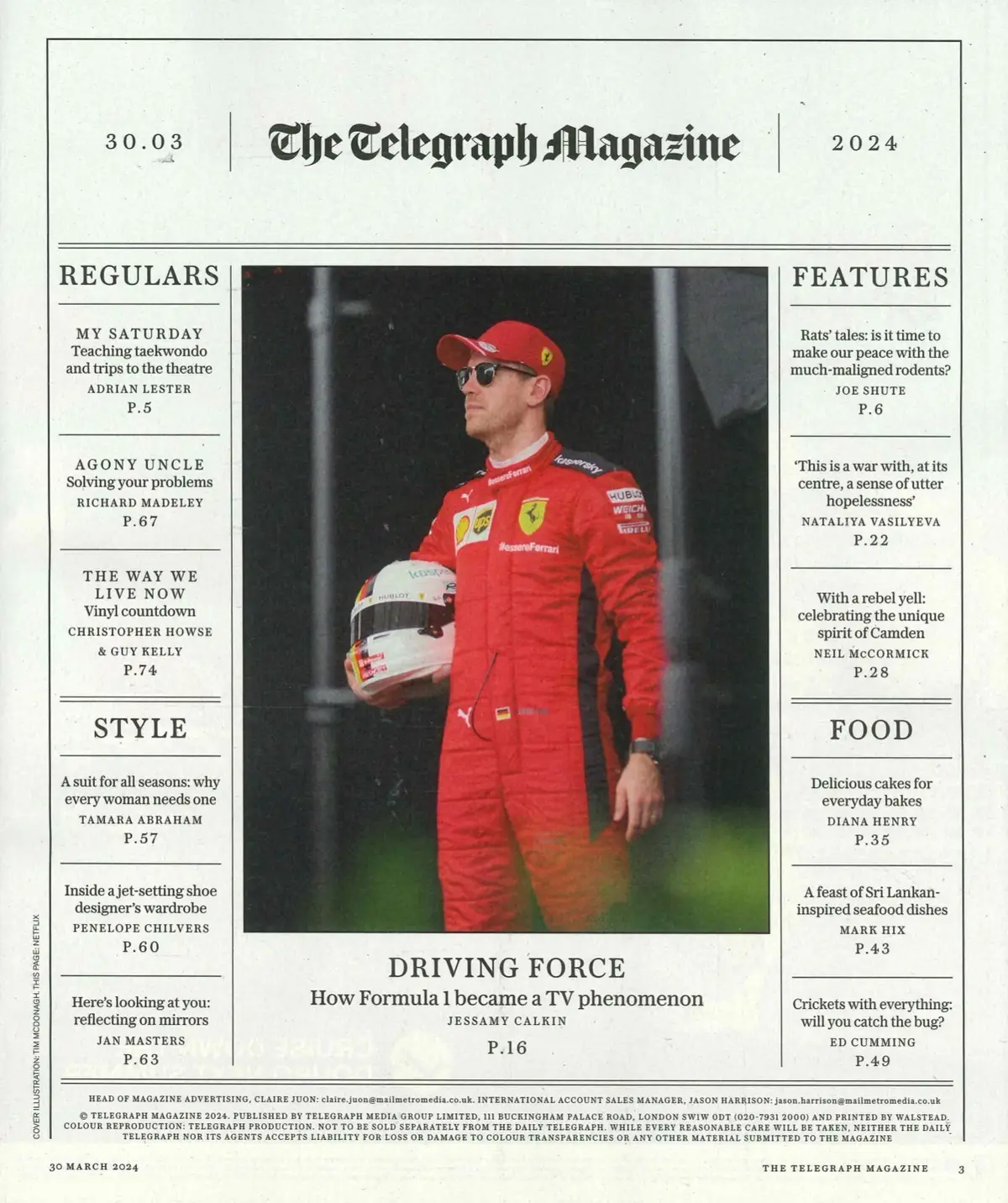 Telegraph Magazine: Adrian Lester, Formula 1, Richard Madeley, Camden, 30.3.24 - image 2 | Free standard UK delivery included | Discount Quality Products