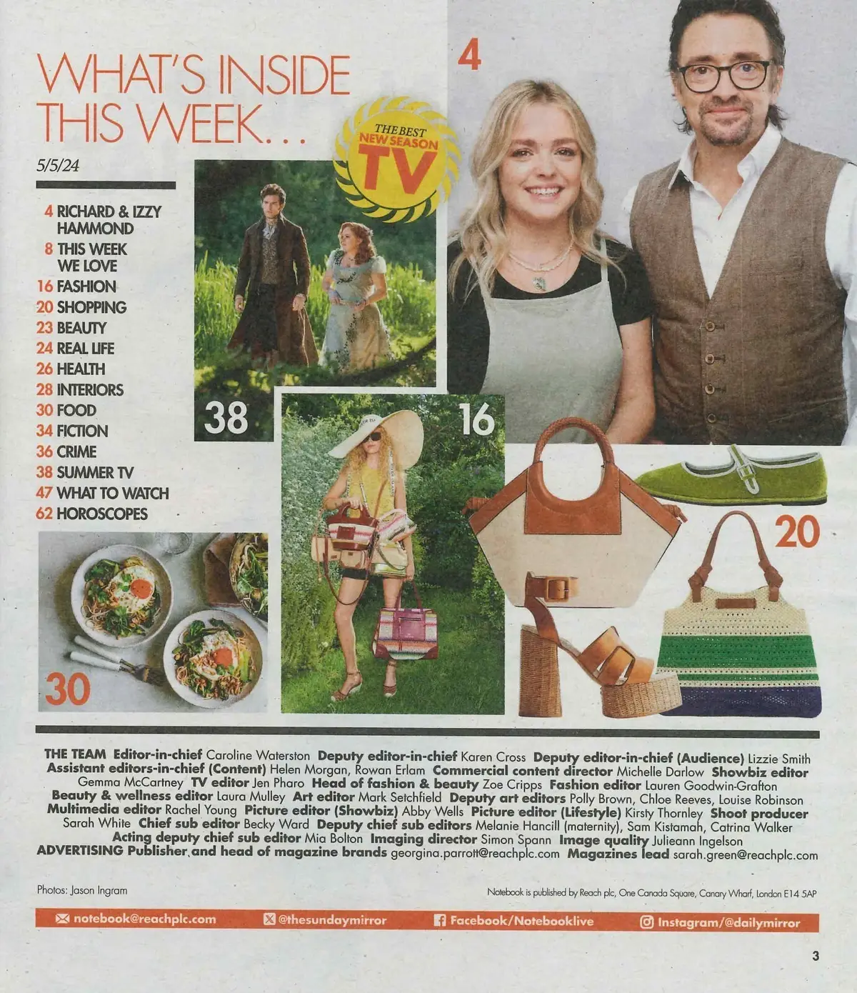 Sunday Mirror Notebook Magazine: Richard & Izzy Hammond, Bridgerton, 5.5.24 - image 2 | Free standard UK delivery included | Discount Quality Products