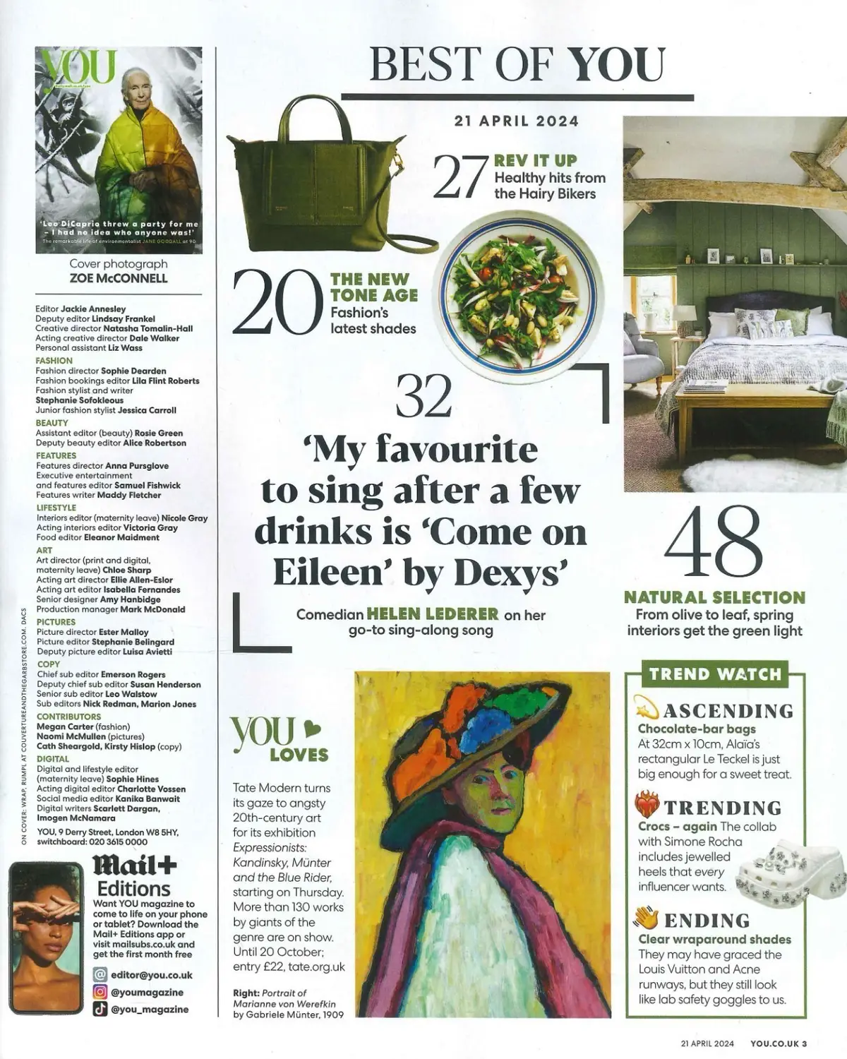 You Magazine: Jane Goodall, Helen Lederer, Hairy Bikers, Rishi Sunak, 21.4.24 - image 2 | Free standard UK delivery included | Discount Quality Products