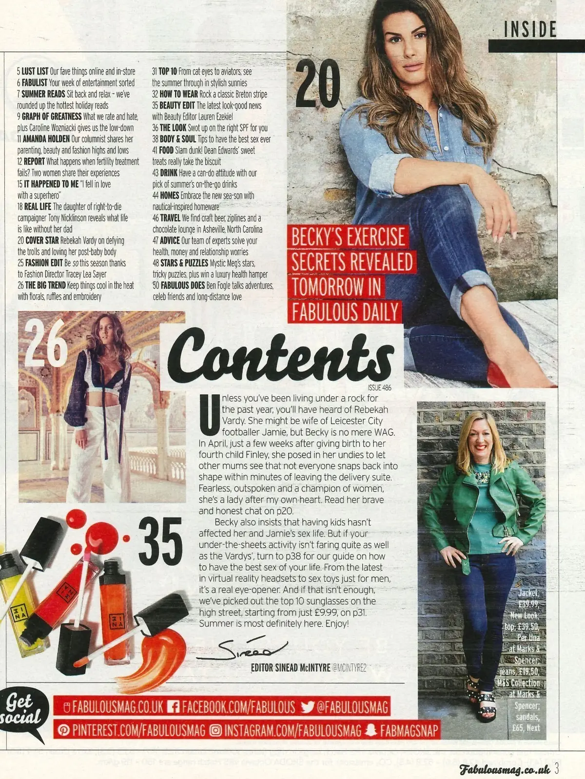 Fabulous Magazine: Rebekah Vardy, Caroline Wozniacki, Amanda Holden, 25.6.17 - image 2 | Free standard UK delivery included | Discount Quality Products