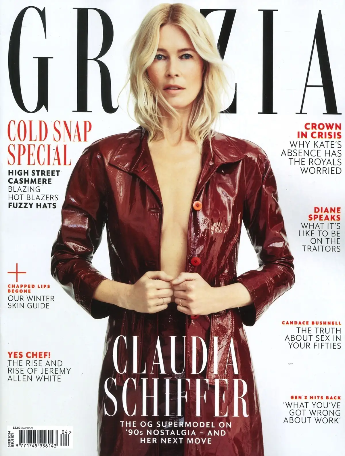 Grazia Magazine: Claudia Schiffer, Princess Kate, Donald Trump, K. Moss, 5.2.24